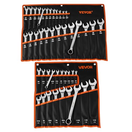 VEVOR Combination Wrench Set, 44-Piece SAE and Metric - size: 44PCS (Metric&SAE)
