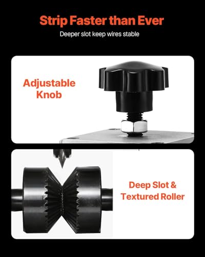 VEVOR Manual Wire Stripping Machine, 0.06''-1.5'' Copper Stripper with Hand Crank or Drill Powered, Visible Stripping Depth Reference, Portable Aluminum Frame Wire Peeler for Scrap Copper Recycling - size: 0.06''-1.5''