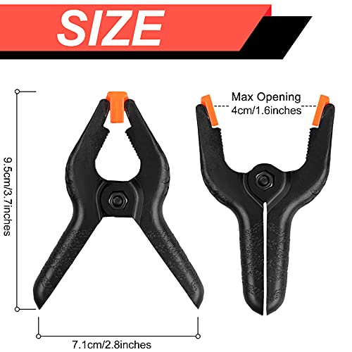 12 Pack Plastic Spring Clamps, 3.5inch Small Heavy Duty Clips for Crafts, Backdrop Stand, Woodworking, Photography Studios (Black) - size: 12 Pack,3.5inch
