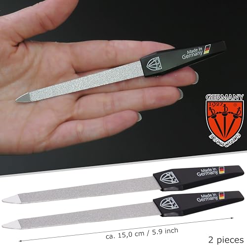 3 Swords Germany - Sapphire Metal Nail File Set 2 Pieces with 1 PIECE 3-Way Nail Buffer – Nail Care Made in SOLINGEN/Germany - color: 2 Nail Files / 1 Buffer