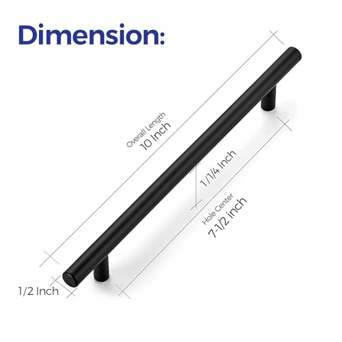 Ravinte Matte Black Cabinet Handles 10" Length,7-1/2" Hole Center,10 Pack - size: 10 Inch（7-1/2 Inch Hole Center）