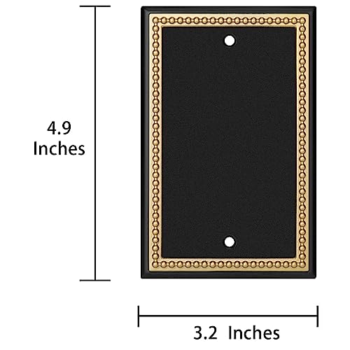 Pearled Frame Decorative Wall Plate Switch Plate Outlet Cover (Single Blank 2PK, Black & Dark Golden) - style: Single Blank 2PK