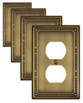 Switch Plates Outlet Covers, 4-Pack Antique Brass Metal Wall Plates - color: Antique Brass, size: 1 Duplex 4PK