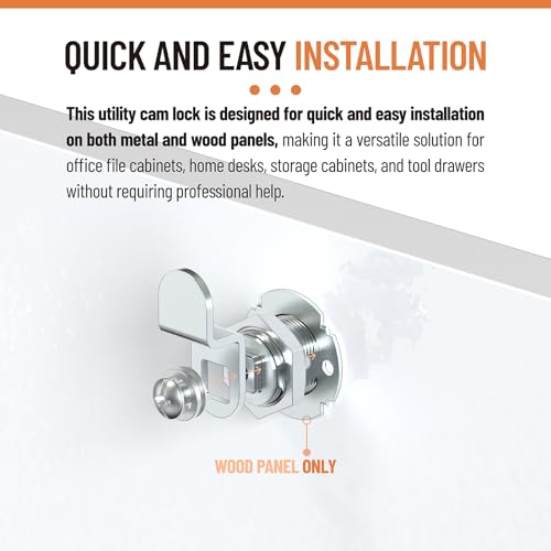 1 3/8" Cam Lock U 9950, for Drawers, Cabinets, File Boxes, 2 Sets - size: 1-3/8" Length