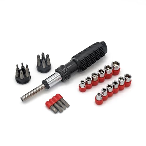 34PC Reversible Ratchet Wrench Driver Set, Bits and Sockets