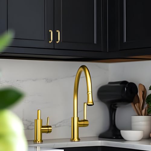 HOME EDIT Brushed Gold Solid Cabinet Handles & Pulls 3-3/4 Inch 10 Pack - color: Brushed Gold, size: 3-3/4 inches Hole Center