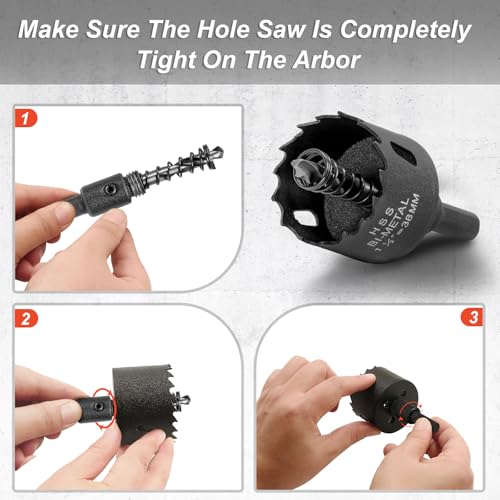 1-1/2 Inch Hole Saw with 9.1mm Triangle Shank Arbor, JTemgle Bi-Metal Hole Saw Heavy Duty Hole Cutting Tool for Cornhole Boards, Recessed Lights, Wood, Plastic, Drywall & Soft Metal - size: 1-1/2", 24mm Cutting Depth
