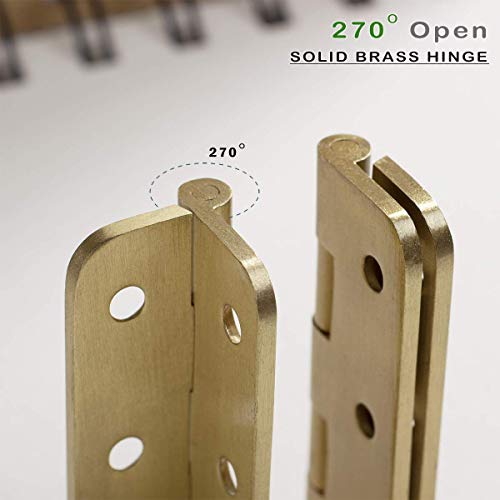 Keenkee 2 Inch Brushed Solid Brass Butt Hinges with Screws, 4 PCS