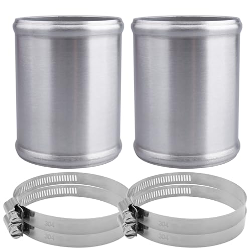 AC PERFORMANCE 3" (76mm) OD Aluminum Alloy Hose Joiner Silicone Pipe Connector Bead, 4" Length with 304 SS Clamps, Pack of 2 - size: 3" (76mm) - 2PCS