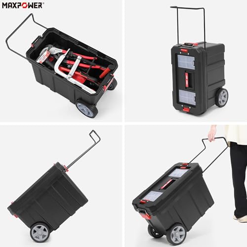 MAXPOWER Rolling Tool Box with Wheel, Lockable Deep Tool Box - size: 16", style: 8-gallon Rolling tool box