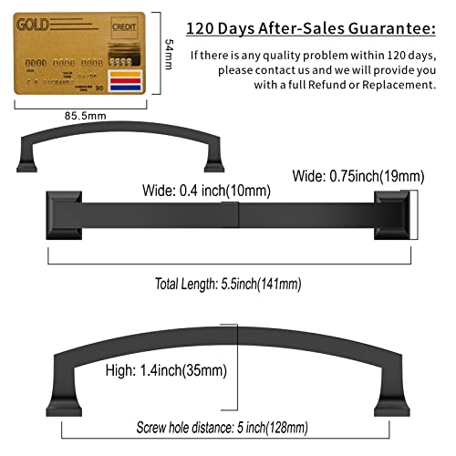 Amerdeco 10 Pack Matte Black Cabinet Pulls 5" - color: Matte Black, size: 5" hole center