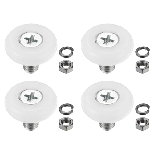 PATIKIL 19mm Drawer Rollers, 4 Set Nylon Positioning Pulleys Small Drawer Pulley Replacement Wheel with Spring Washers and Nuts for File Cabinet Slides, White - size: 19mm