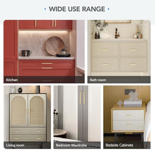 HOME EDIT Brushed Gold Solid Cabinet Handles & Pulls 5 Inch 10 Pack - color: Brushed Gold, size: 5 inches Hole Center