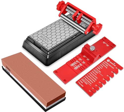 Chisel Sharpening Jig, Wood Honing Guide for Chisels and Planes Width 0.1" to 2.8" with Sharpening Angle Fixture, Angle Gauge from 10° to 45°(With 2 Sharpening Stones) - style: with 2 Sharpening Stones