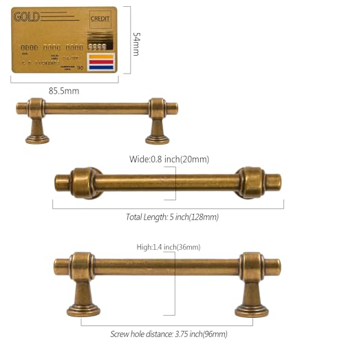 Amerdeco 10 Pack Antique Brass Cabinet Pulls 3.75 Inch(96mm) Hole Center Drawer Pulls Cabinet Hardware Kitchen Cabinet Handles for Bathroom ZH0069 - color: Antique Brass, size: 3.75" Hole Center