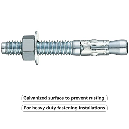 Wensilon 3/4x5-1/2 10Pcs Inch Standard Fasteners for Heavy-Duty Zinc Wedge Anchors for Cement and Concrete - size: 3/4x5-1/2"
