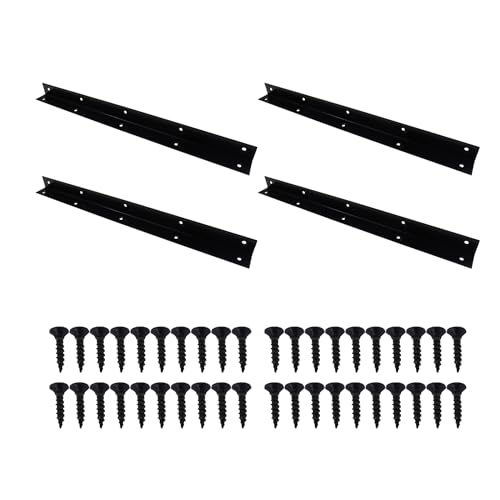 Long L Bracket,ULIFESTAR Black Corner Brace Brackets,Iron Corner Brackets,Thickness 2mm,Heavy Duty Shelf Bracket,Metal Right Angle Bracket for Wood,430*30mm/16.93*1.18'' 4 PCS - size: 430*30mm/16.93*1.18''