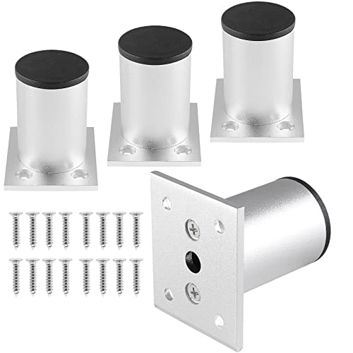 4-Pcs Adjustable Aluminum Alloy Furniture Legs 2.36" Height Silver - color: Silver, size: 2.36 Inch