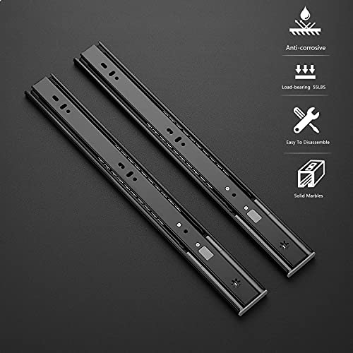 Ravinte Matte Black Soft Close Drawer Slides 16 Inch 1 Pairs 2 Pack - color: Black, size: 16 Inch