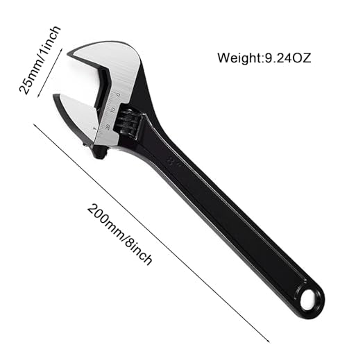 Adjustable Wrench 8 Inch Heavy Duty Wide Jaw Opening Wrench for Automotive Plumbing Household Garage Repairs - size: 8inch