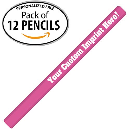 Deep Pink Custom Carpenter Pencil Personalized with your Name, Logo or Message - Pack of 12 - Made in USA (Deep Pink) - color: Deep Pink
