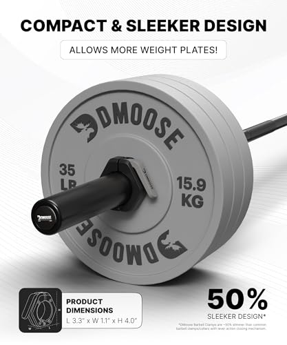 DMoose Fitness Barbell Clips 2 Inch (Pair) - Quick Release Olympic Barbell Clamps & Collars with Anti Slip TPR Grip for Secure Weightlifting and Powerlifting - Weight Clips for Bars at Home or Gym - color: Black, style: Magnetic