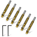 Pilot Drill Bits for Hole Saws, 6 PCS, M2 Steel 15/64"×2-11/16"(6-68mm) Titanium Coated Each one with a Spring, Plus Two Wrenches. Suitable for Drilling Center Holes in Iron, Wood, Steel, and Plastic - size: 6PCS 15/64"(6mm)×2-11/16"(68mm)