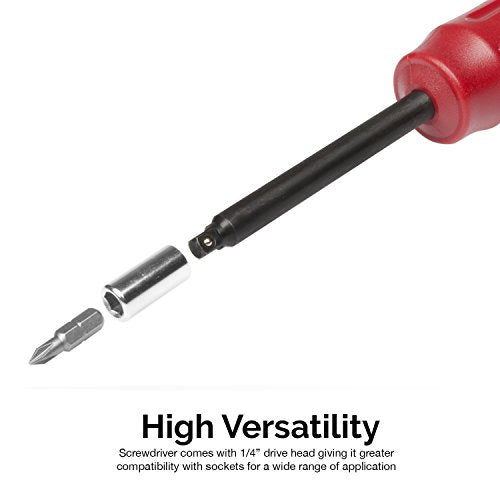NEIKO 10573B 1/4” Torque Screwdriver Set, 20 Hex Bits, 10 to 50 In-Lbs, Long Shank Screwdriver Torque Wrench, Adjustable Inch-Pound Torque Screwdriver for HVAC and Gunsmiths - size: Long Torque
