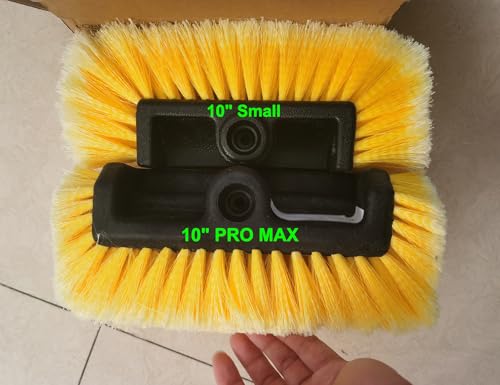 CARCAREZ 10" Car Wash Brush Head with Soft Bristle for Auto RV Truck Boat Camper Exterior Washing Cleaning, Yellow (1, 10" Small) - size: 10" Small