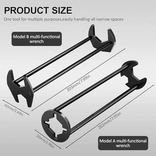 2PCS Multifunctional Sink Faucet Wrench Set - 11-in-1 Basin Tool for Tight Spaces, 4-Jaw Hex Plumbing Installer for Home Maintenance, Practical Tools for Men (Black) - color: Black