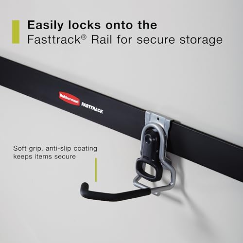 Rubbermaid FastTrack Garage Organization System Vertical Bike Hook Black Holds up to 50 Pounds Wall Mount and Heavy Duty Garage Hanger for Bike Storage - style: Bike Hook