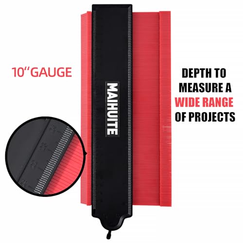 10" Contour Duplication Gauge，Adjustable Lock ，Precisely Copy Irregular Shape ，Irregular Welding Woodworking Tracing ， Must Have Tool for DIY Handyman, Construction 10 Inch,(RED)