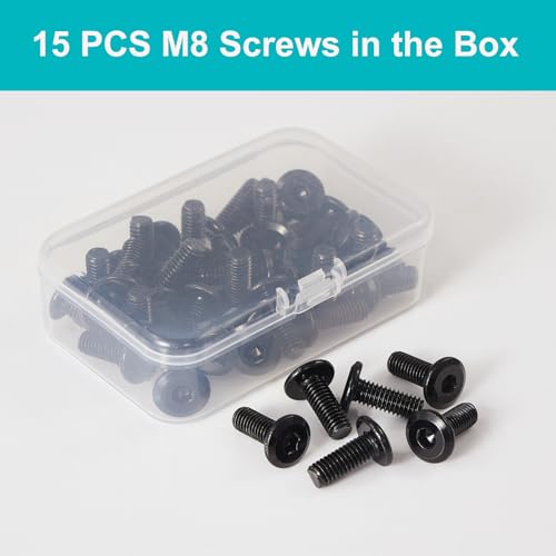 M8 x 50mm 15Pcs Flat Head Hex Socket Cap Screws, 304 Stainless Steel 18-8, Black Zinc Plated, Connection Furniture Bolts, Full Thread - size: M8 x 50mm(15PCS)