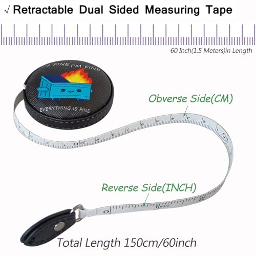 Tape Measure for Body Measuring Fabric Sewing Tailor Ruler Flexible Soft Pocket Small Mini Body Measurement Cloth Measuring Tape 60 Inch Premium Leather Retractable Tape Measure - color: Fire 1 pack