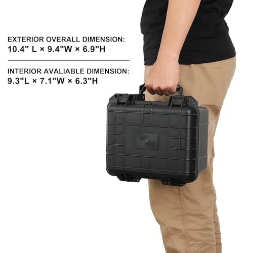 Mayouko Portable Tool Box with Shock- Proof Sponge, Water Proof Grade IP67, Waterproof Hard Case with Foam Insert, Handheld Gimbal Explosion-Proof Box, Waterproof Hard Case, 10.6 x 9.7 x 6.9 inch - size: 10.4"Lx 9.4"Wx 6.9"H