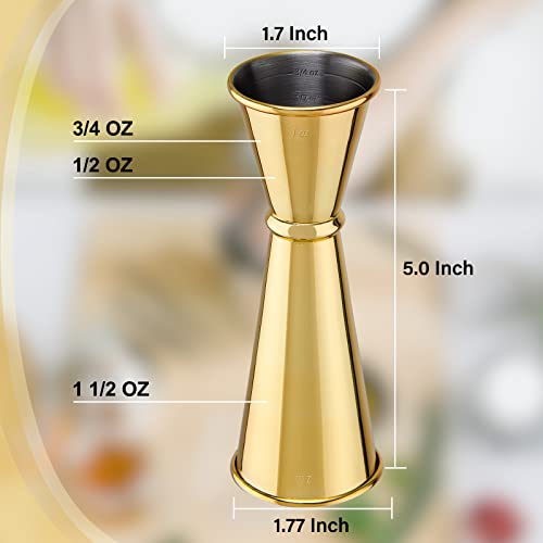 Briout Double Cocktail Jigger for Bartending, 2 OZ & 1 OZ, Rolled Edge Gold - color: Gold, size: Rolled Edge-1oz/2oz-1PC