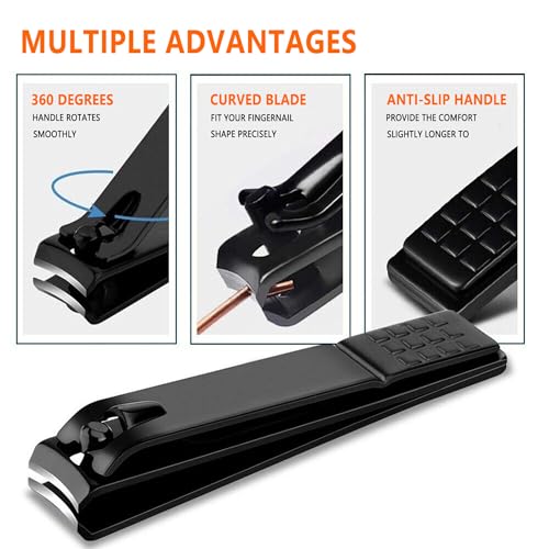 Manicure Set Men Nail Clipper Set Personal Care Nail Grooming Kits Travel Nail Care Set Manicure Tools Fenlebeneil Nail Clippers Pedicure Kit Basic Nail Care Tools Gift for Men Women - color: Black-orange