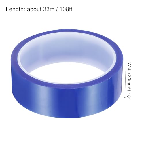 uxcell Blue Heat Tape, 1 Roll 30mmx33m 108ft High Temperature Heat Resistant Tape for Sublimation,Heat Vinyl Press,Heat Transfer, Circuit Board, No Residue - color: Blue, size: 30mmx33m
