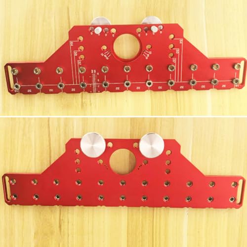 2 in 1 Shelf Pin Hinge Jig,Concealed Hinge Jig Drilling Jig with 35mm Hole Drill Bits,Self Contained Clamping All Metal Cabinet Hardware Tool Drill for Cabinet Door Hinge Hole Positioning (RED) - color: RED