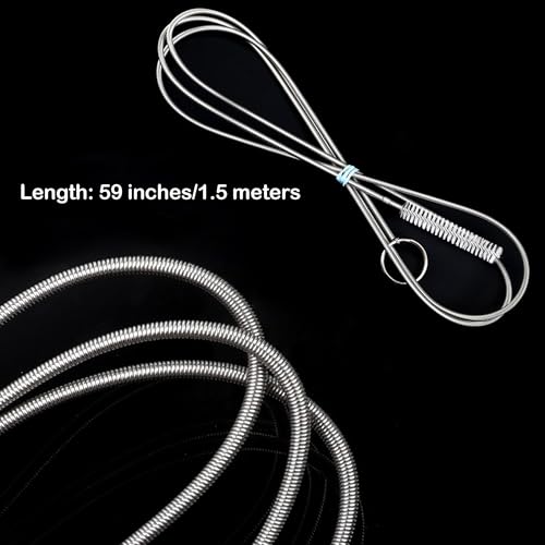 5 PCS Refrigerator Drain Hole Cleaning Kit, Fridge Drain Clog Remover Tool Set with Brush, Syringe, Hose, Ice Scraper & Plunger, Reusable Flexible Tube Cleaner