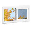 Vinyl Basement Window, Bathroom Sliding Window 32" x 18" White | Double Pane Insulated Tempered Glass and Fiberglass Screen for Basement, Bathroom, Shed - size: 32x18 IN