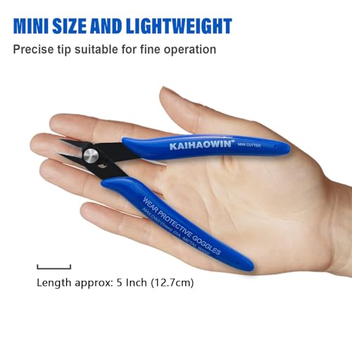 Small Wire Cutters 10 Pack- KAIHAOWIN 170 Wire Flush Cutters Wire Clippers Nippers Clean Cut Pliers Side Cutter Diagonal Cutting Pliers for Electronic Floral Heating Wire Model Sprue Soft Copper, Blue - size: 10 Pack