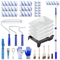 Paint Roller Kit with 3.93Ft Extension Pole for Walls and Ceilings, 30Pcs House Painting Supplies Set with 9”, 6” & 4” Microfiber Rollers,Paint Tray,Liners,Brushes and Gloves for Home Renovation