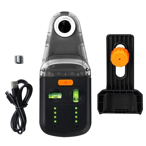Laser Leveler Tool 4-in-1 Wall Laser Level with Line Laser, Drill Dust Collector, Electronic Vacuum Suction Cup and Wall Bracket, Rechargeable Laser Level Tool for Picture Hanging, Home Renovations