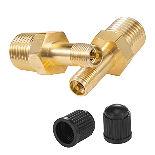 1/4" Inflation Schrader Valve with Push to Connect for 1/4" OD Air Line Tubing and Air Spring Suspension for Semi Truck Trailer Tractor - size: 2PCS 1/4" NPT Tank Valve