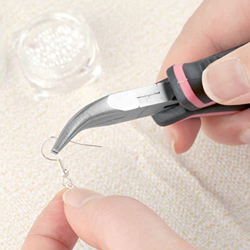 Mini Bent Nose Pliers with Smooth Jaws, 5 Inch Pink Tool for Women's Jewelry Making - style: Bent Nose Plier