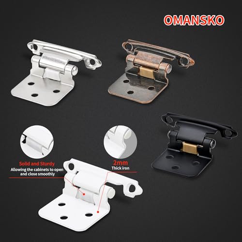 4 Pack 2 Pairs 1/2" Overlay Cabinet Door Hinges Matte Black Self Closing Kitchen Hinges Cupboard Variable Flush Hinge - color: 1/2" Overlay Matte Black, size: 4 Pack