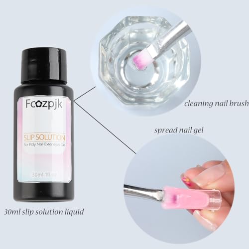 Fcozpjk Poly Extension Gel Nail Kit with Slip Solution Dual Nail Form Brush - color: 3colors-nude
