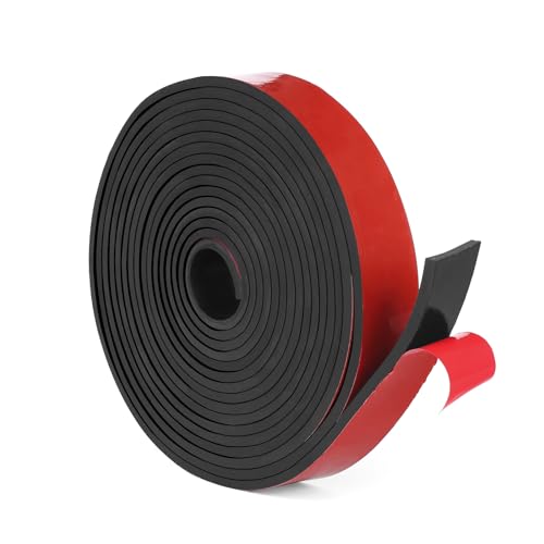 WochiTV Adhesive Solid Rubber Strips, 1" Wide x 1/32" Thick x 180" Long Self Stick Black Neoprene Rubber Rolls Perfect for DIY Insulation Cushion Gasket, Sealing, Liner, Weather Striping - size: 1" W X 180" L, style: 1/32" Thick Adhesive