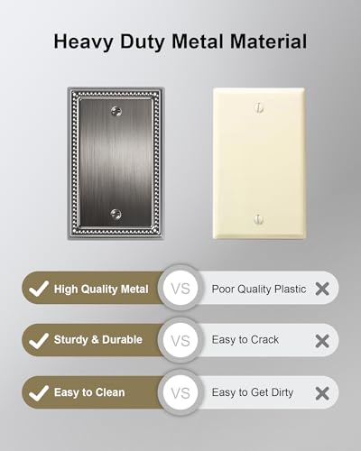 2-Pack Blank Outlet Cover Wall Plate, Heirloom Silver - color: Heirloom Silver, size: Single Blank 2PK